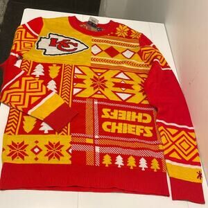 NFL Kansas City Chiefs Red & Yellow Ugly Sweater Holiday Size Small